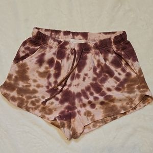 Olive & Oak Red Brown Tie Dye Shorts Relaxed Fit Pockets Size Small